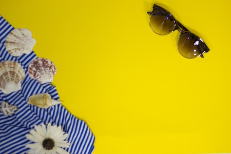 Travel concept yellow backgroundの写真素材