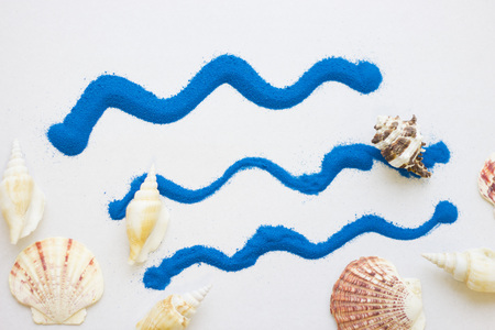 Inscription on a colorful sandの写真素材