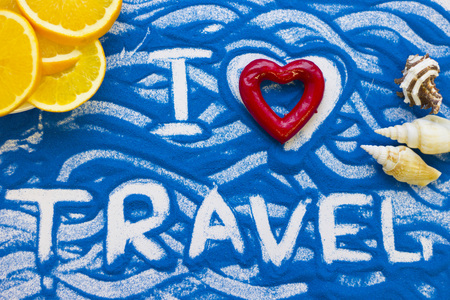 Inscription on a colorful sandの写真素材