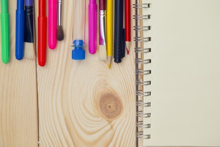 education concept on wooden backgroundの写真素材