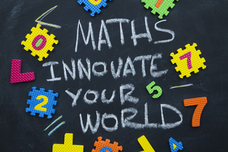 Maths innovate your world inscriptionの写真素材