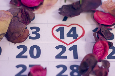 14th february on calendarの写真素材