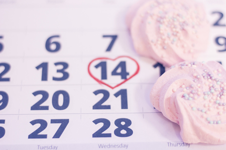 14th february on calendarの写真素材