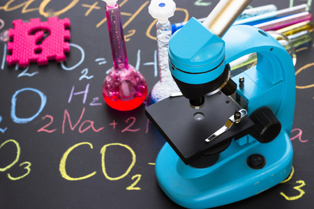 Chemistry class makes chemistry experimentの写真素材