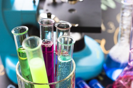 Chemistry class makes chemistry experimentの写真素材