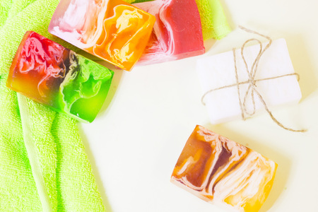 Spa concept with green bath saltの写真素材