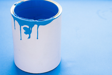 House renovation concept, paint cans and brushesの写真素材