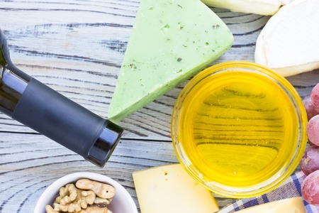 Snacks with wineの写真素材