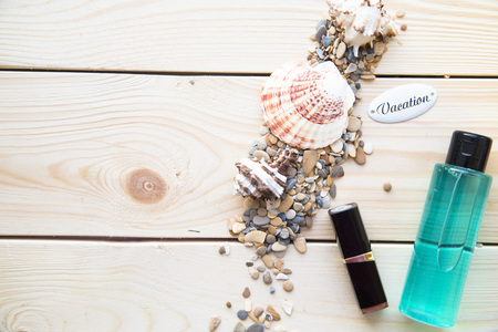 Preparing for vacation, travel or journey top viewの写真素材