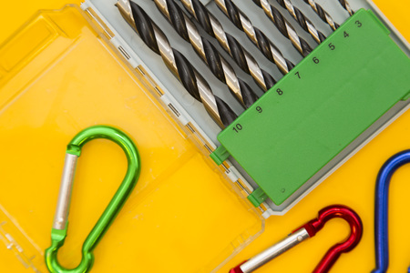 Tools for repair on plain yellow backgroundの写真素材