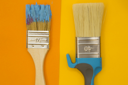 Tools for repair on plain yellow backgroundの写真素材