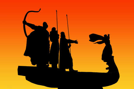 Symbol of Kiev Monument to the founders Kyiv Kievの写真素材