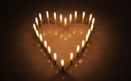 Heart shaped electronic candle eventの写真素材