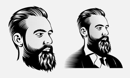classic vintage bearded manのイラスト素材