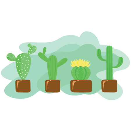 Green cactus picture, It's so beautiful.のイラスト素材
