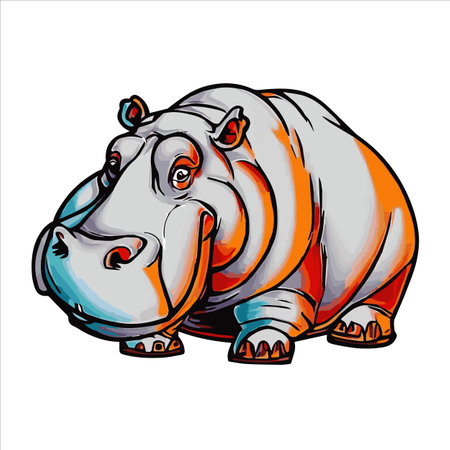 hippopotamus picture, It's so beautiful.のイラスト素材