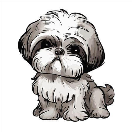 dog picture, Shih tzu, It's so beautiful.のイラスト素材