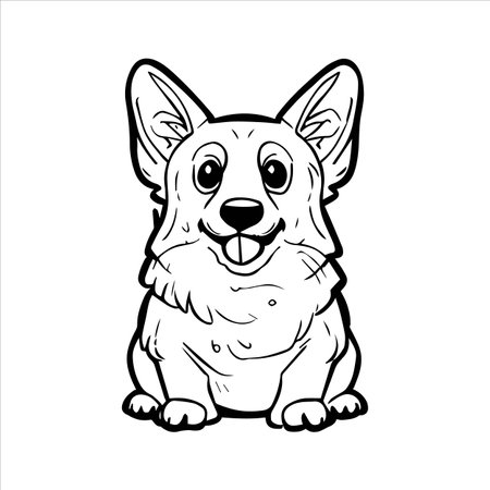 Dog picture, Welsh Corgi, It's so beautiful.のイラスト素材