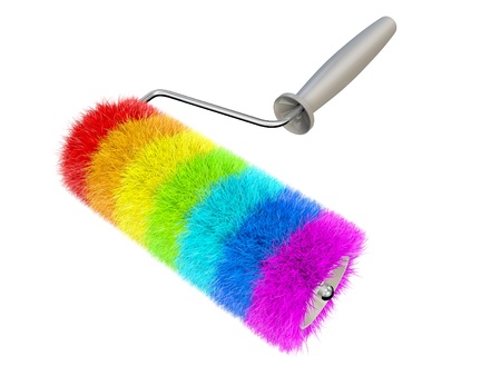Color rainbow roll brush illustration on a whiteの写真素材