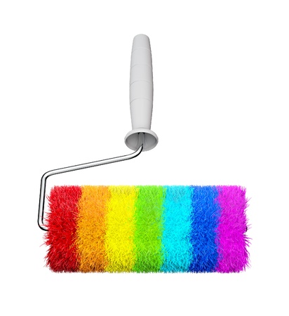 Color rainbow roll brush illustration on a whiteの写真素材