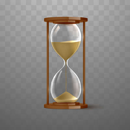Realistic vector 3D hourglass isolated on transparent background.のイラスト素材