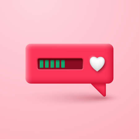 Loading bar on a message bubble with a heart. Waiting for a declaration of love.のイラスト素材