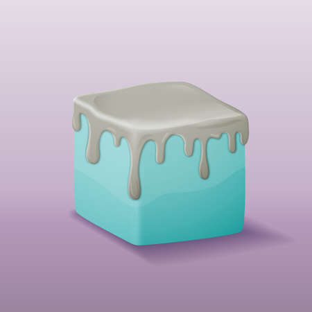 A cube on top of which a viscous liquid flows.のイラスト素材
