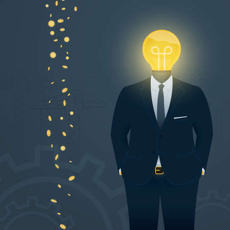 The concept of a successful person, a generator of new ideas with a light bulb instead of a head.