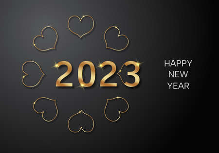 2023 Happy New Year. Postcard poster or banner.