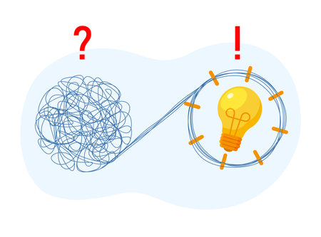 The concept of the emergence of a creative idea from a ball of thoughts.のイラスト素材