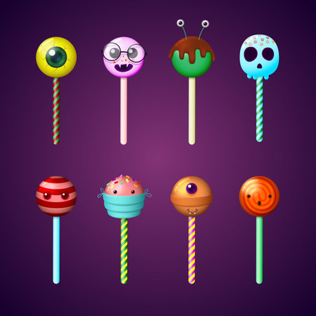 Happy Halloween candy set. Vector 3D illustration.のイラスト素材
