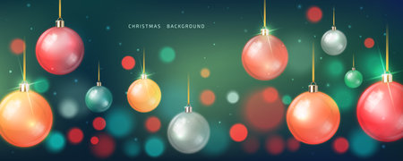 Abstract Christmas background with realistic colorful Christmas balls.のイラスト素材