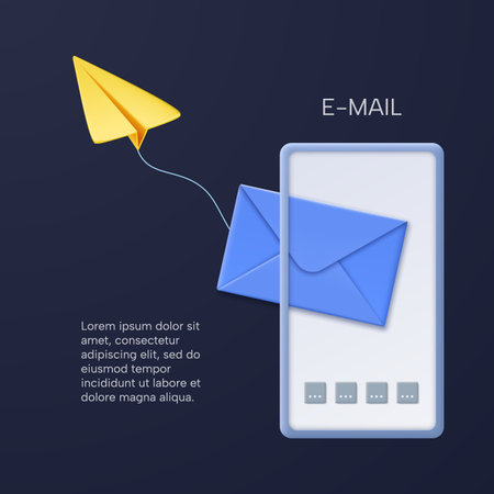 postal service concept. A mail envelope flies out of a smartphone on an airplane.のイラスト素材
