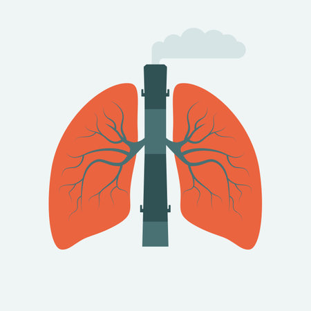 The concept of environmental pollution with smoke from factories and industries. Harm to health.のイラスト素材