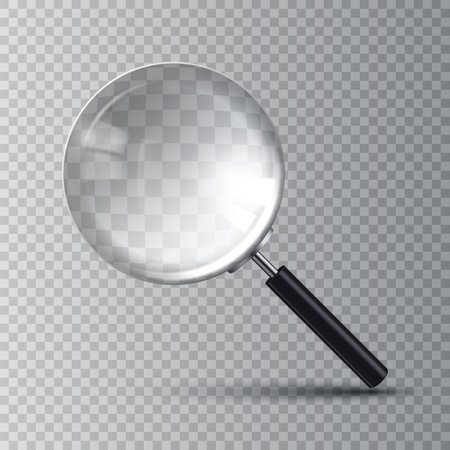 Realistic transparent magnifier, magnifying glass, isolated. vector 3d illustration.のイラスト素材