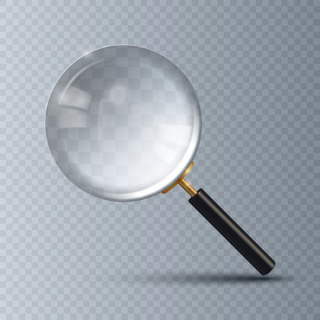 Realistic magnifier isolated on transparent background. vector 3d illustration.のイラスト素材