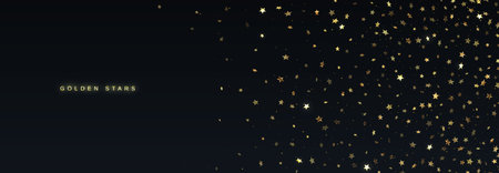 A scattering of gold stars on a dark background. Vector illustration.のイラスト素材