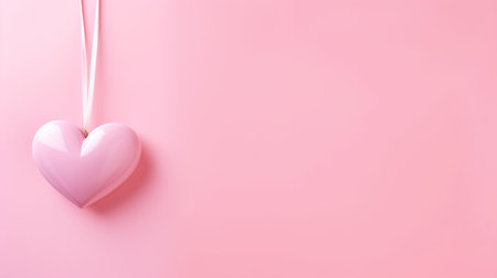 Lonely big heart on a light pink background. AI generation.の素材