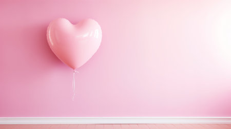 Lonely big heart on a light pink background. AI generation.の素材