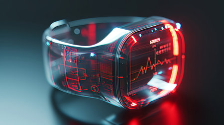 Transparent futuristic smart watch. AI generation.の素材