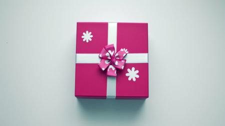 Gift box with flower. AI generation.の素材