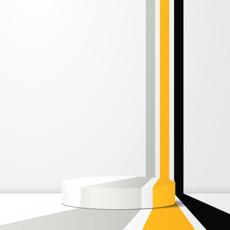 Abstract round podium on a light background with abstract contrasting lines. Vector illustration.のイラスト素材