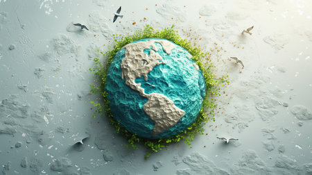 The concept of Earth Day and clean ecology on the planet. AI generation.の素材