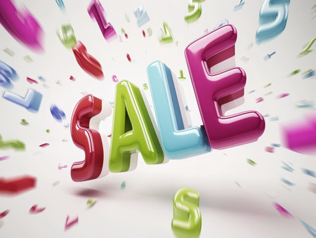 Sale description in bright 3D style. AI generation.の素材