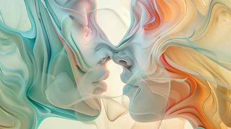 Harmonious background with a girl and soft smooth movements of delicate material. AI generation.の素材