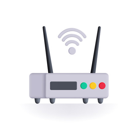 Modern 3d modem router with Wi-Fi icon isolated on light background. Vector illustration.のイラスト素材