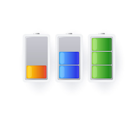 Battery status icons. Vector 3d illustration.のイラスト素材
