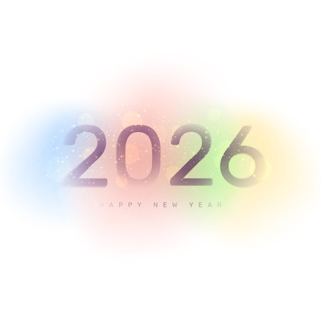 2026 Happy New Year. Colorful greeting on a light background. Vector illustration.のイラスト素材