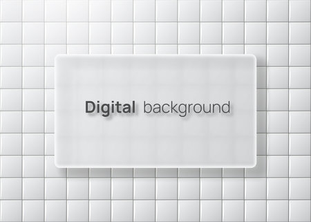 White frosted glass frame on a wall with square ceramic tiles. Vector 3D illustration.のイラスト素材