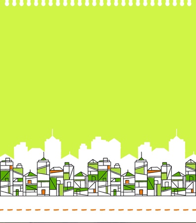 Abstract Green City Skyline Vector Illustrationのイラスト素材